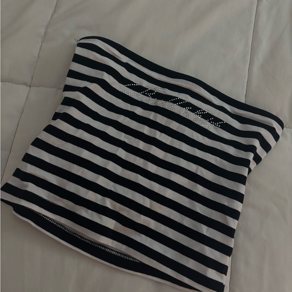 Edikted Black and White Striped tube top
